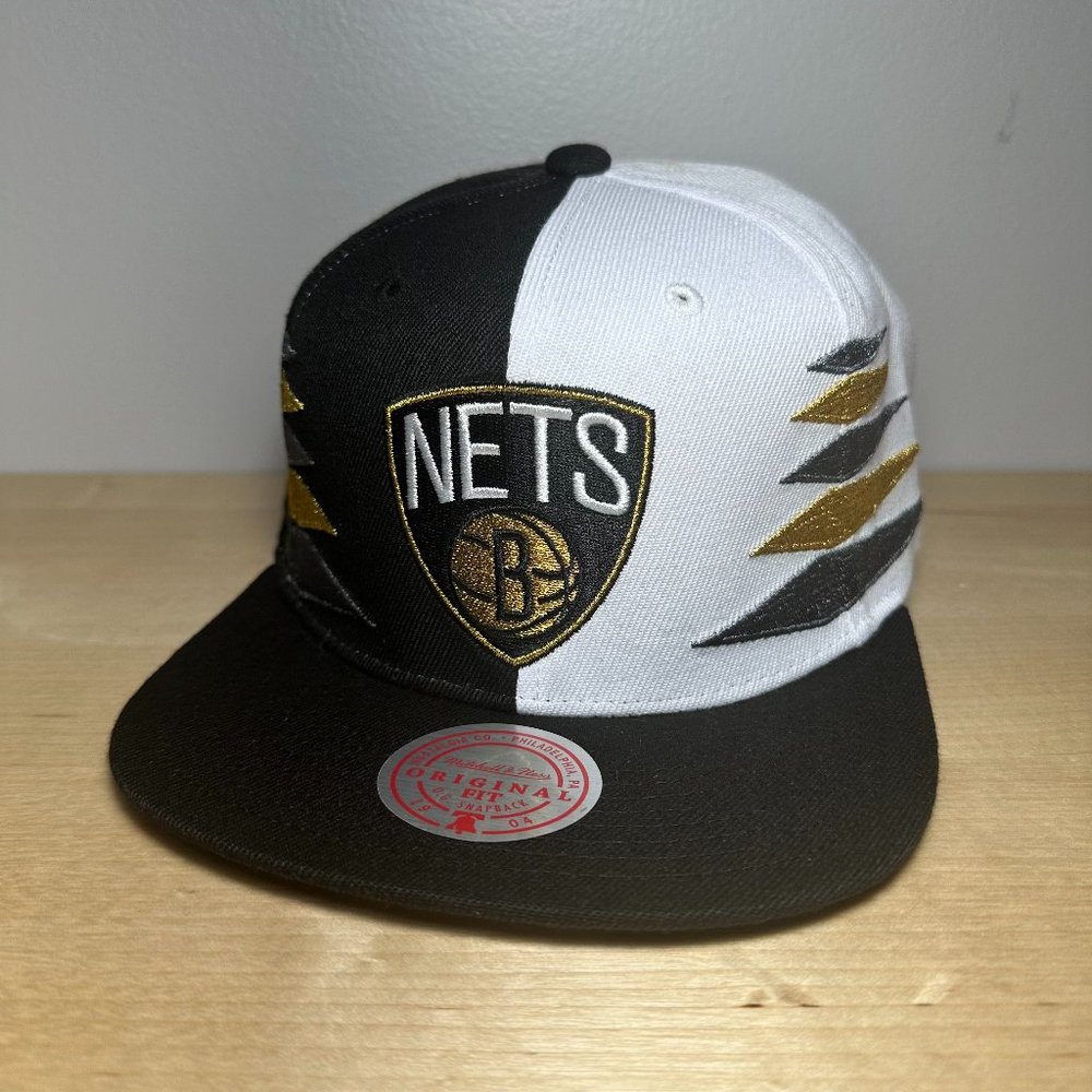 Brooklyn Nets Baseball Hat Cap Diamond Mitchell & Ness Gold White Black Snapback
